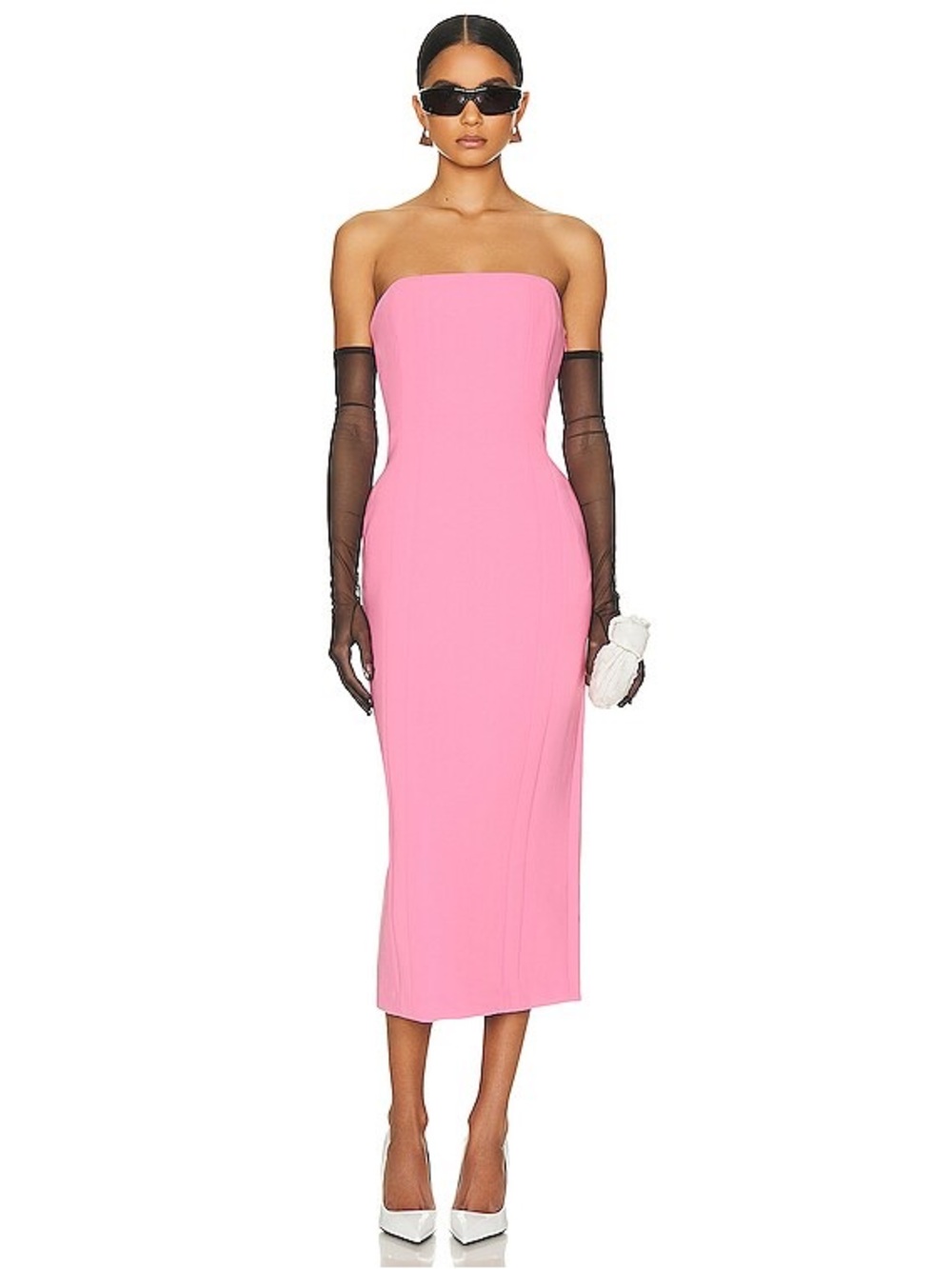 A.L.C. Elizabeth Strapless Midi Dress in Grapefruit Pink Sz 4